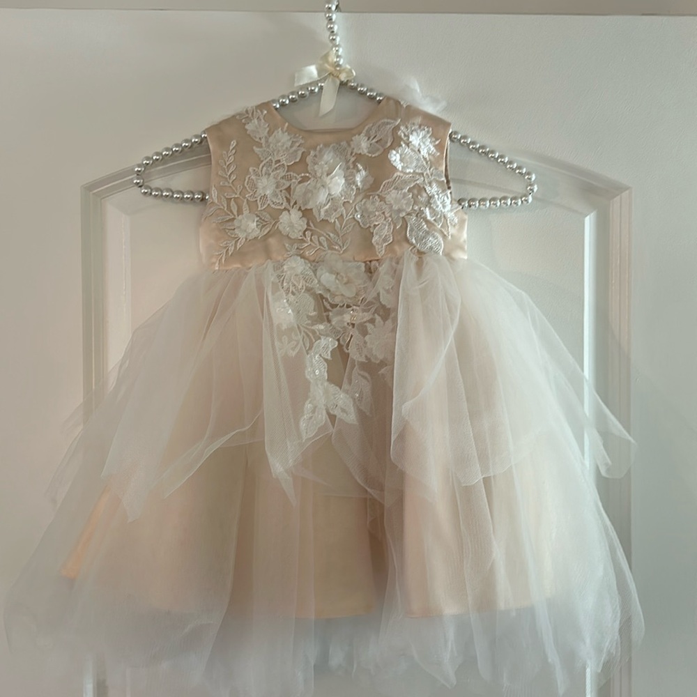 Kids dress ivory with tulle